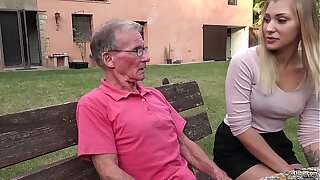 Blonde sizzling ass anal screwed by horny grandpa